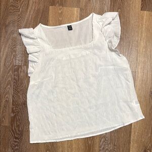 SHEIN White Ruffled Blouse Relaxed Fit